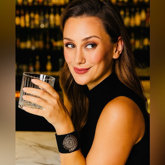 Handmade Antique Silver Tone Nautilus Sea Shell Fossil Leather Cuff Bracelet - Picture 3 of 4